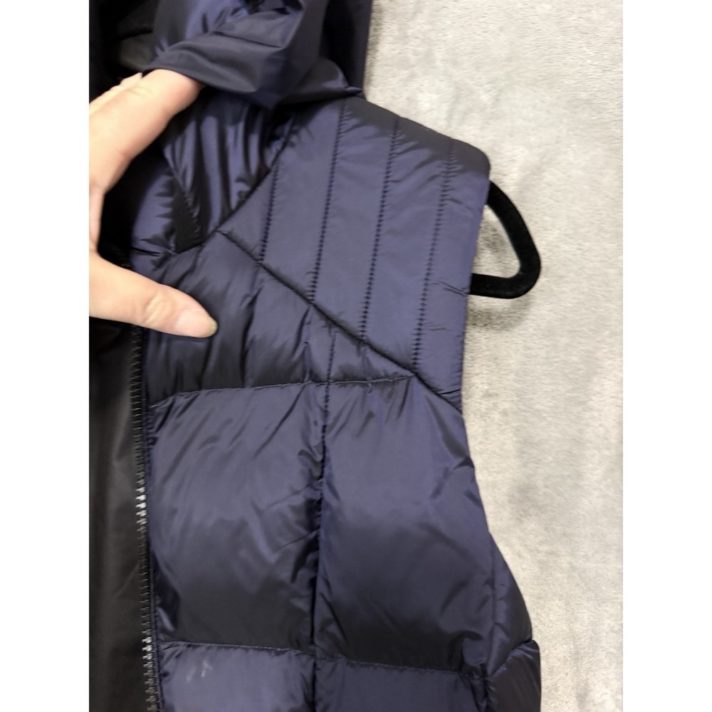 Marc New York Women's Puffer Quilted DOWN vest Blue Large Hidden Hood - Picture 2 of 8